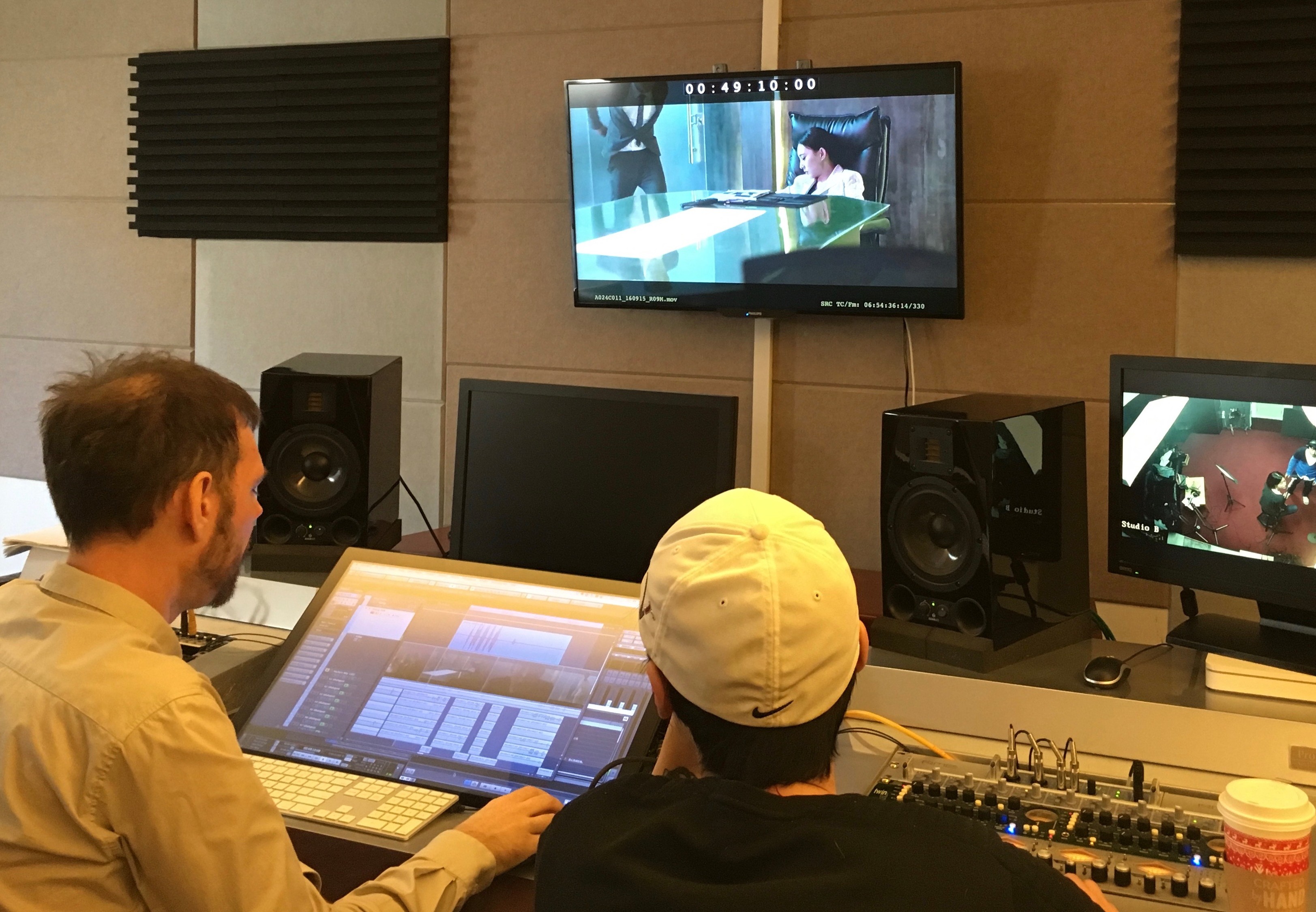 Sound editor Jarome Matthew with director Chen Sha